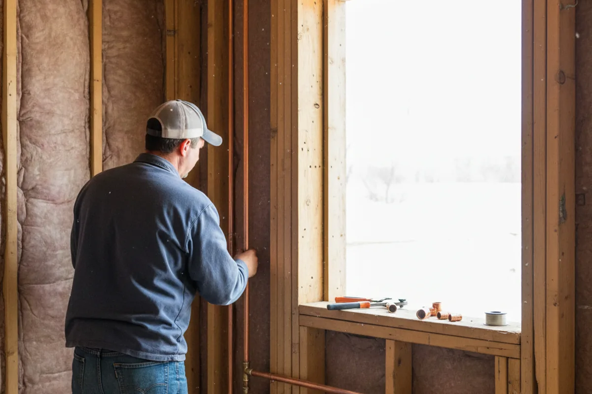 Licensed plumber running new copper supply lines in a Jeanerette home