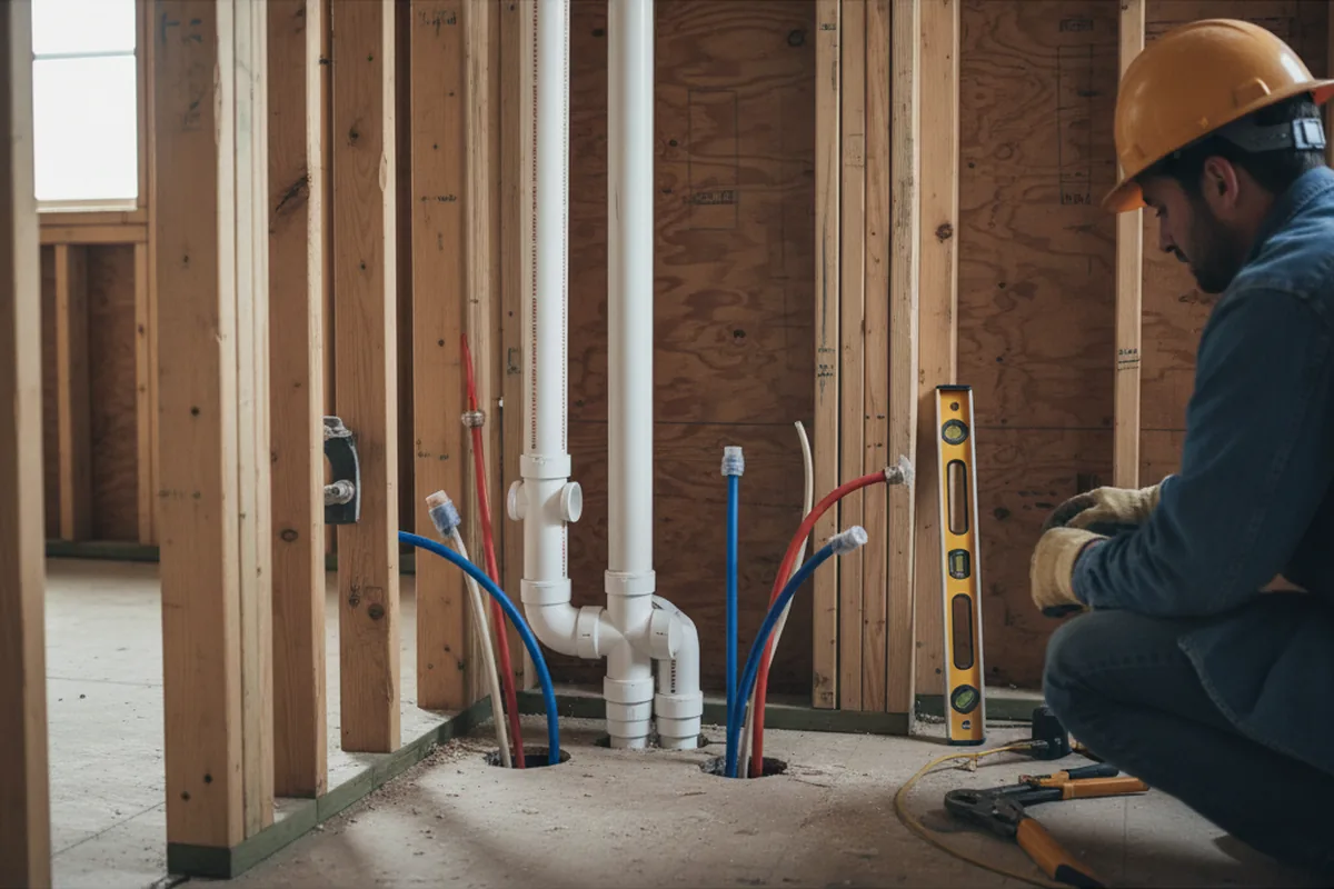 Drain and supply rough-in during Drain Cleaning in Jeanerette